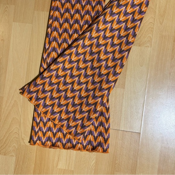 NWT Zara Stradivarius Knit Flare Chevron Pant Large Boho Hippie - Picture 7 of 14
